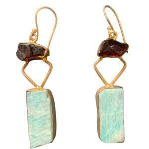18k gold plated with natural raw stone Earrings